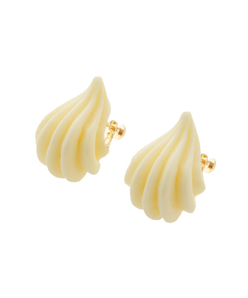 Whipped Cream Clip-On Earrings (Pair)【Japan Jewelry】
