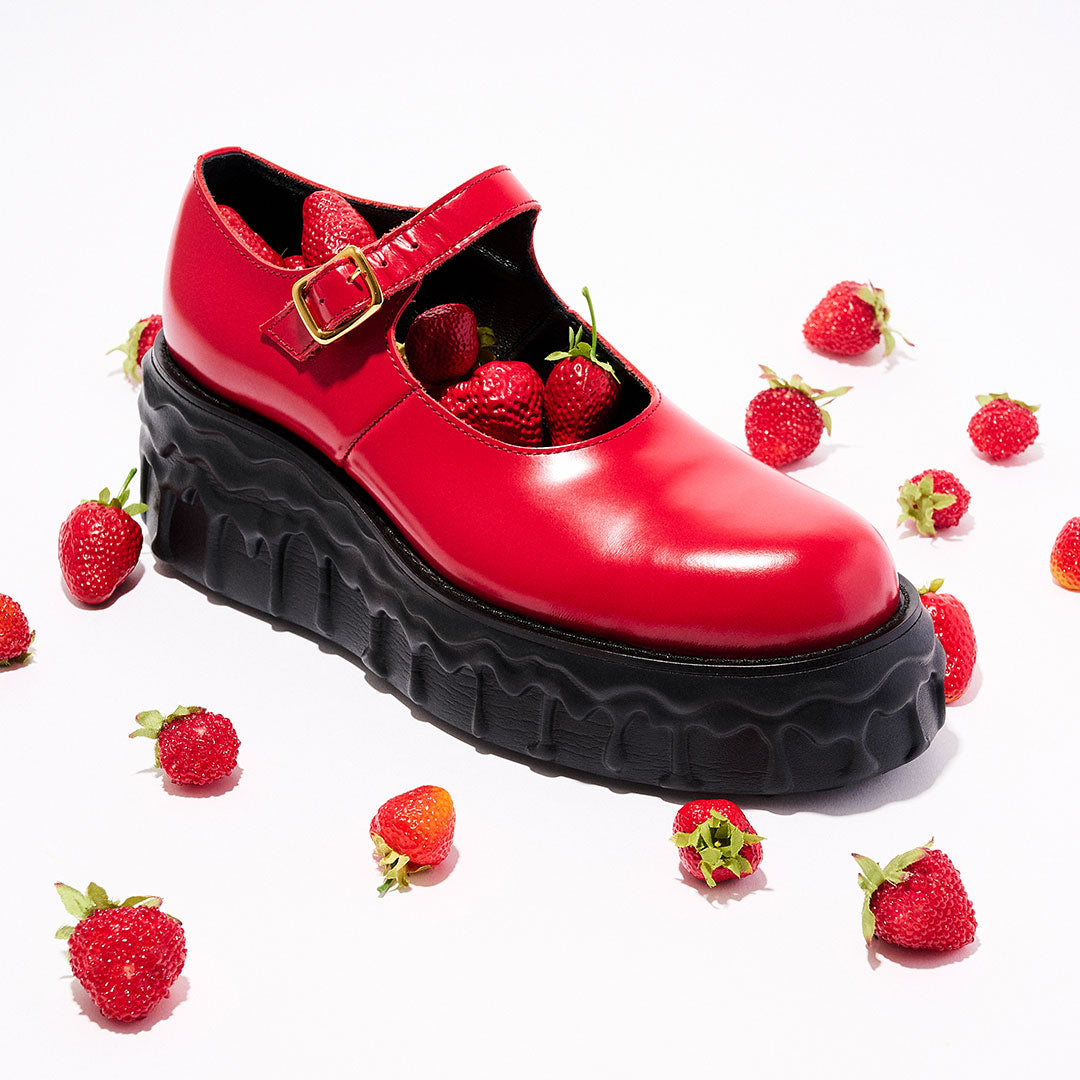 Melting Chocolate Leather Mary Jane (Red)【Japan Jewelry】