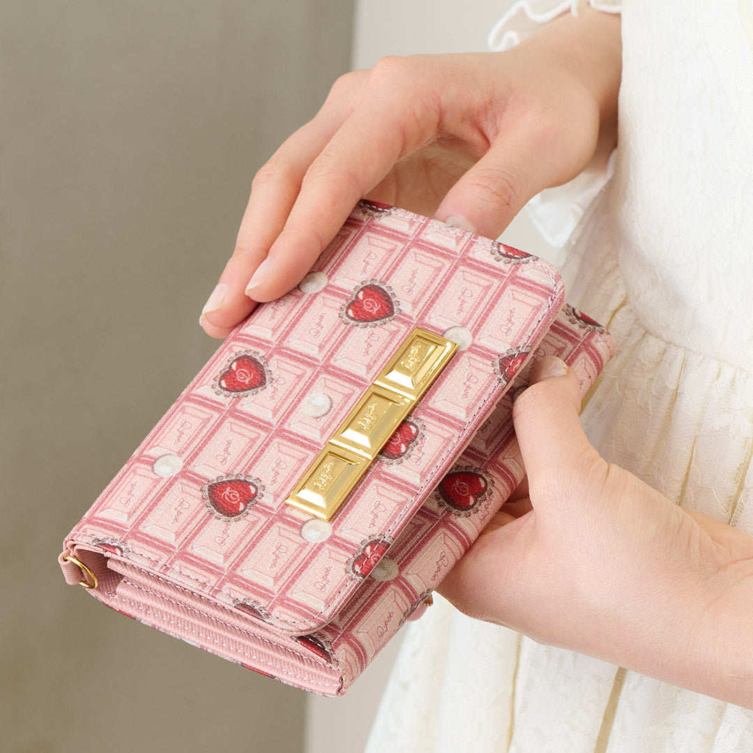 Heart Strawberry Chocolate Short Wallet【Japan Jewelry】