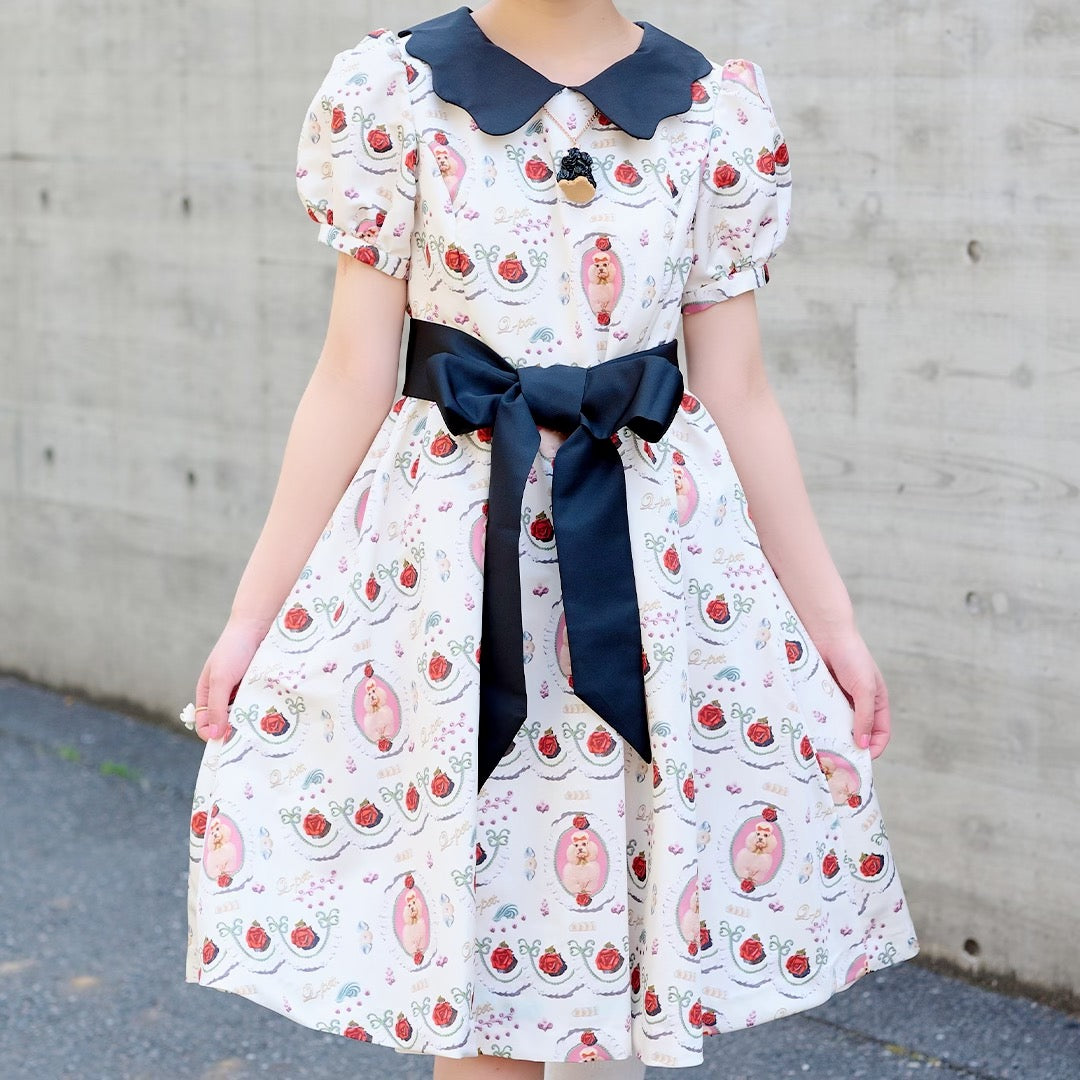 Poodle Cake Puff Sleeve Dress (White)【Japan Jewelry】