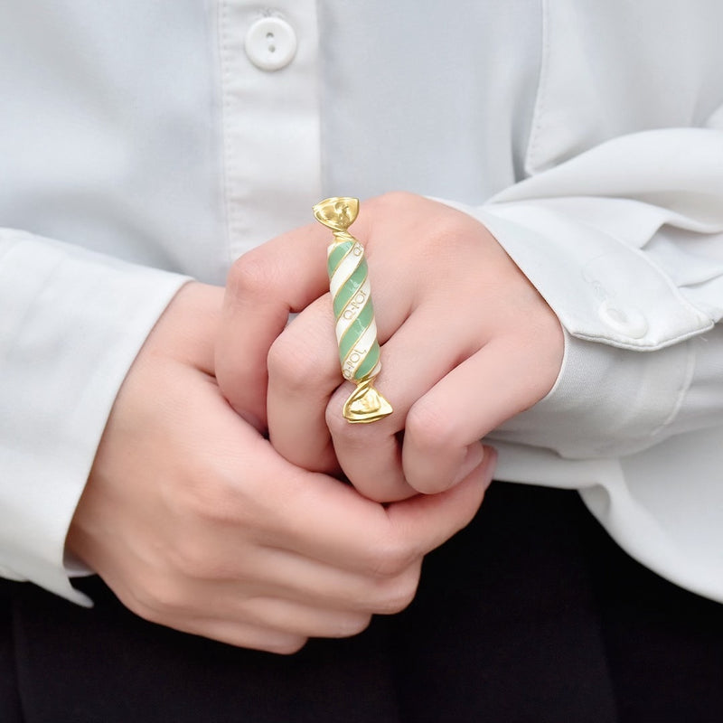 Stripe Candy Ring (Green)【Japan Jewelry】