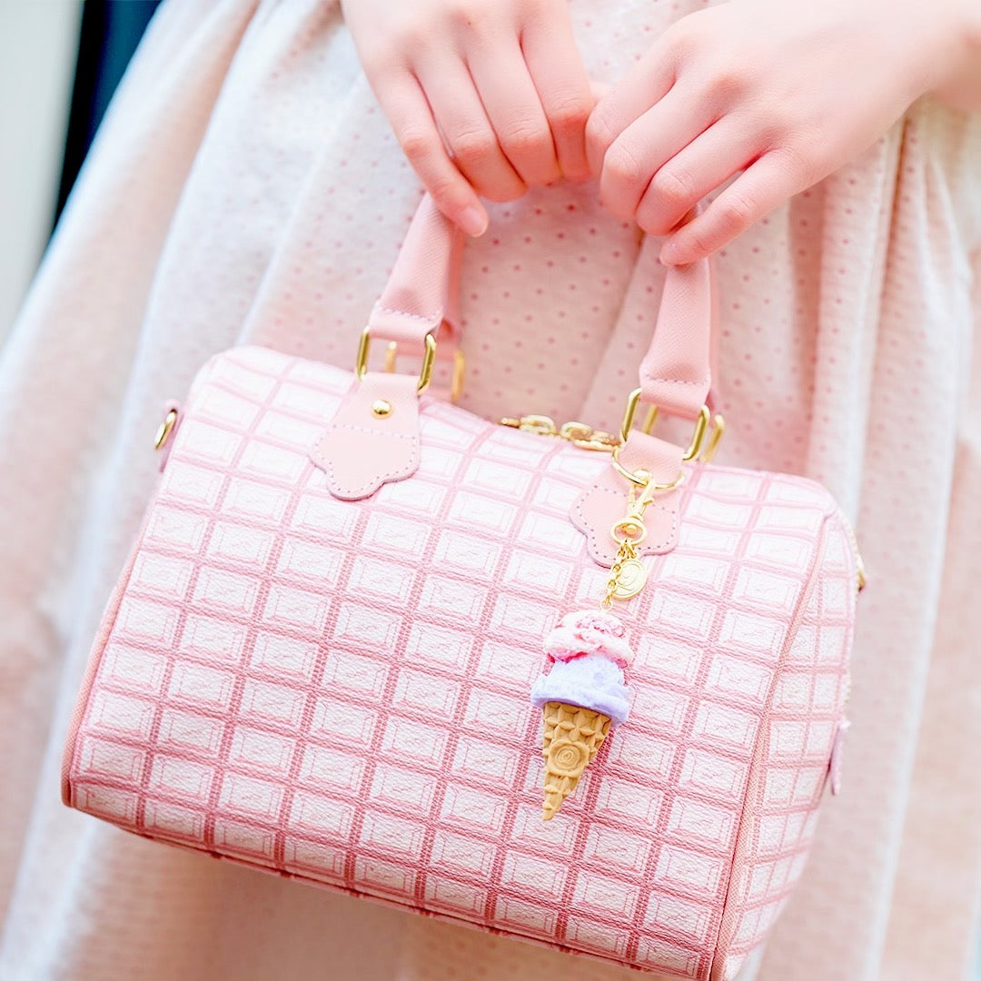 メケアリサ　BOSTON BAG No.16 'gingham' Sugar Strawberry Chocolate Mini Boston Bag【Japan Jewelry】 – Japan