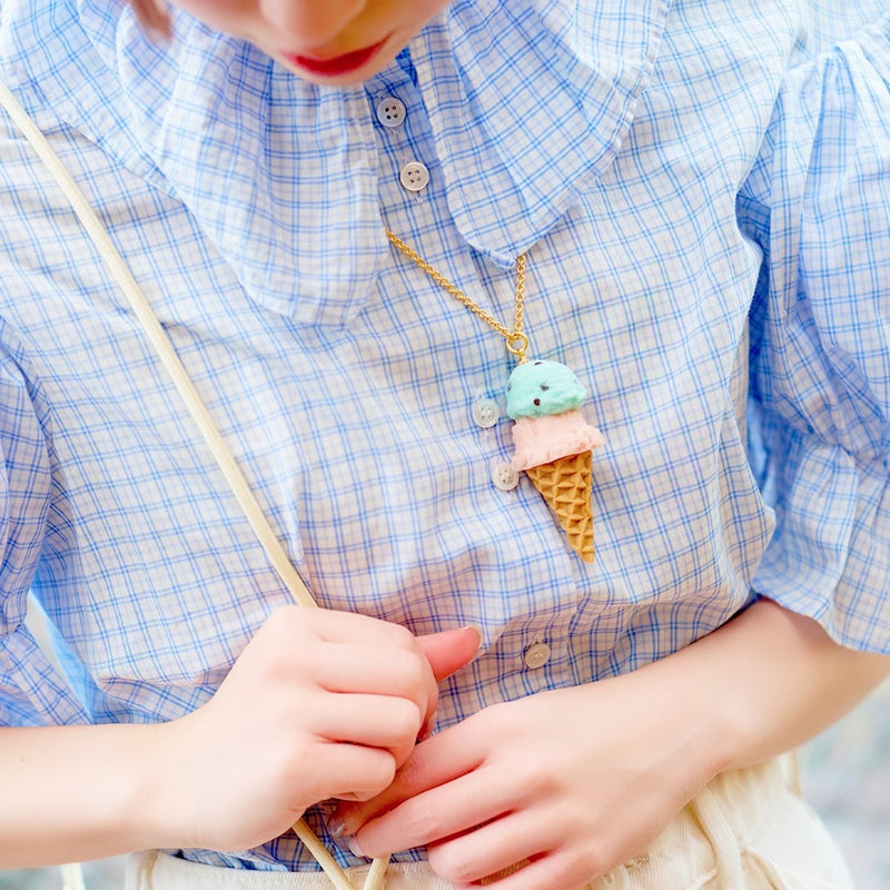 Mint Chocolate & Strawberry Double Ice Cream Necklace【Japan Jewelry】