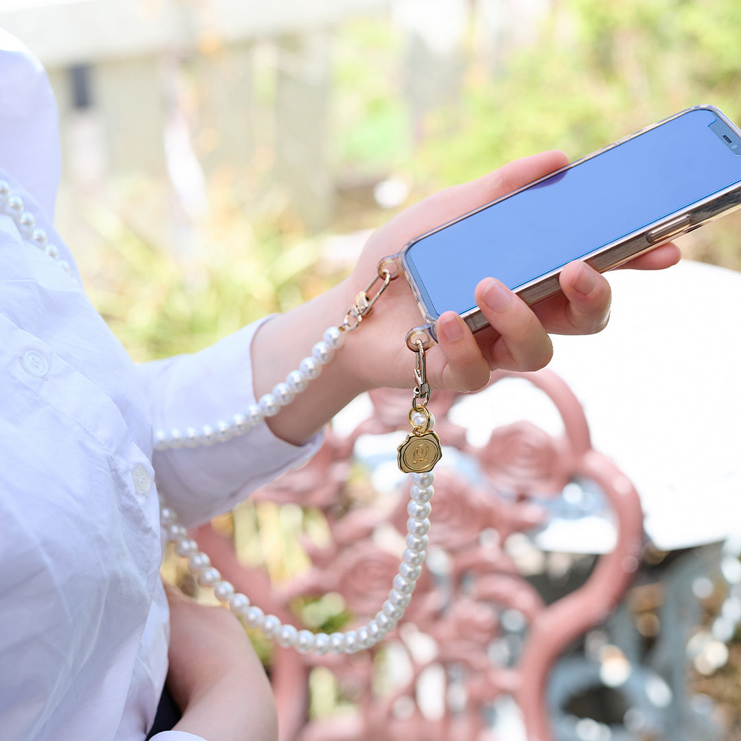 Phonetab & Smartphone Shoulder Strap (Pearl)【Japan Jewelry