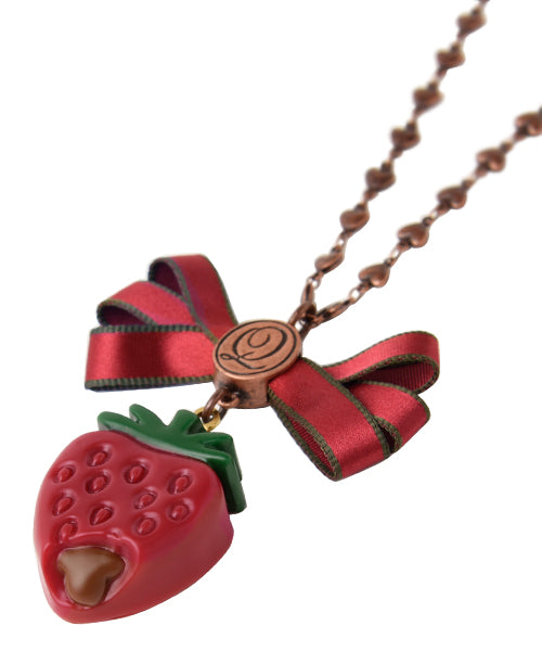 Strawberry Ganache Ribbon Necklace (Red)【Japan Jewelry】