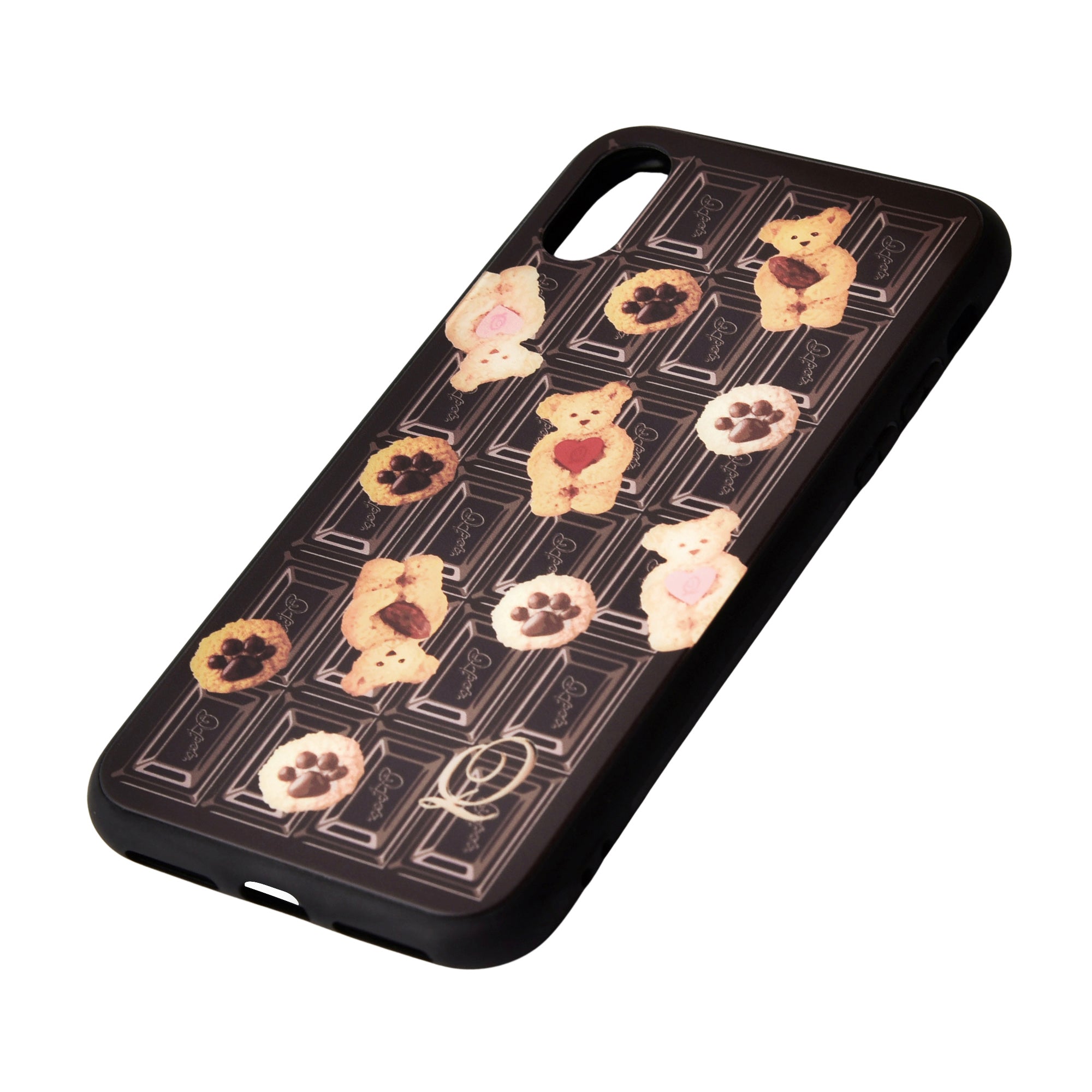 Teddy Bear × Chocolate Hard Glass iPhone Case【Japan Jewelry