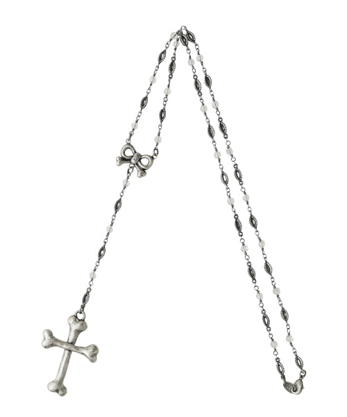 Bone Cross Rosary Necklace (Anique Silver)【Japan Jewelry】