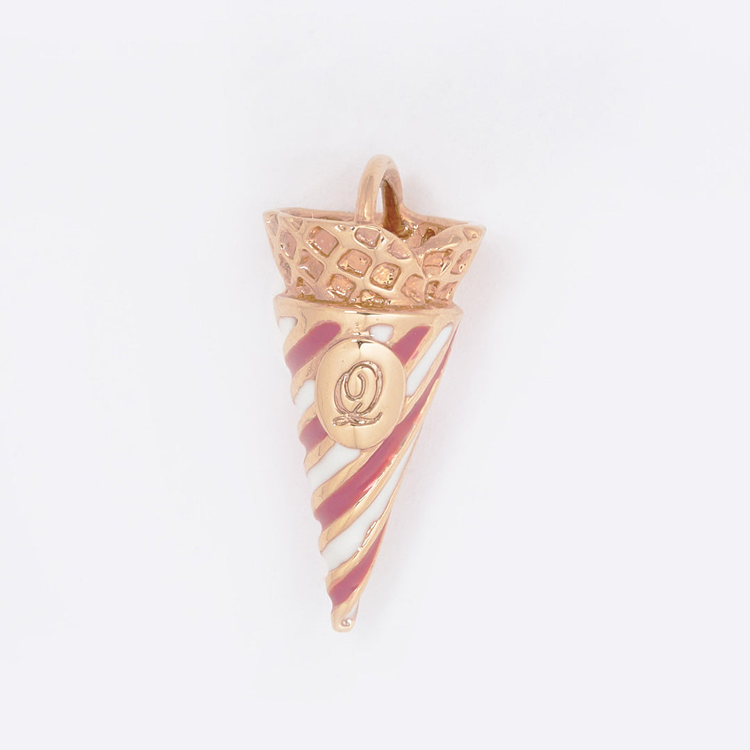 Waffle Roll Cone Charm (Pink)【Japan Jewelry】