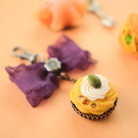 Pumpkin Mont Blanc & Organza Ruffled Ribbon Keychain Set【Japan Jewelry】