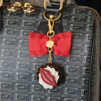 LIP Cupcake & Organza Ruffled Ribbon Keychain Set【Japan Jewelry】