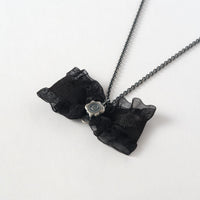 Organza Ruffled Ribbon Chain Necklace (60cm)【Japan Jewelry】