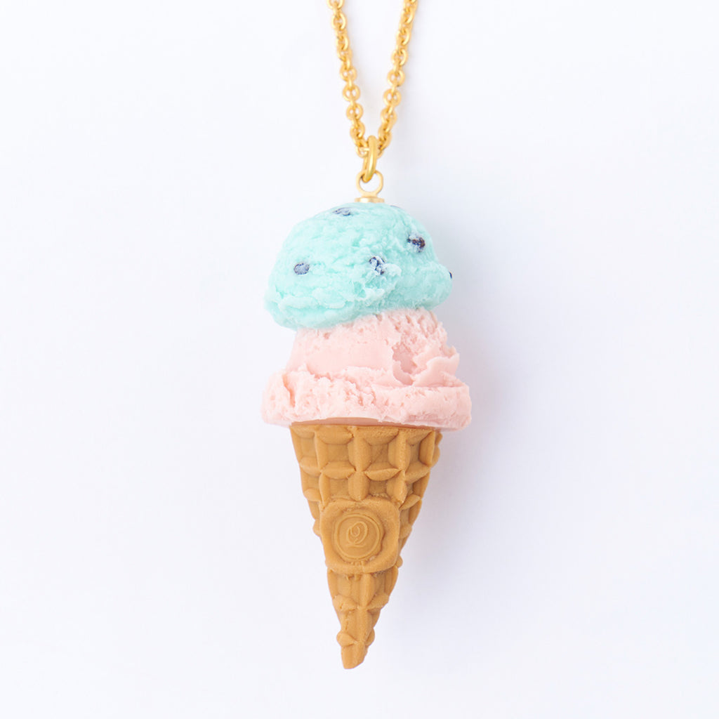 Mint Chocolate & Strawberry Double Ice Cream Necklace【Japan Jewelry】