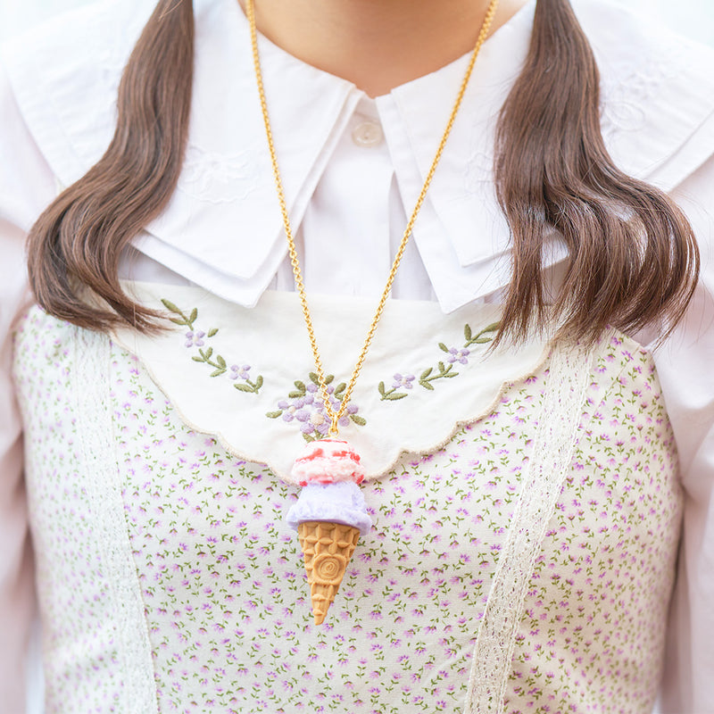 Strawberry Mable & Blueberry Milk Double Ice Cream Necklace【Japan Jewelry】