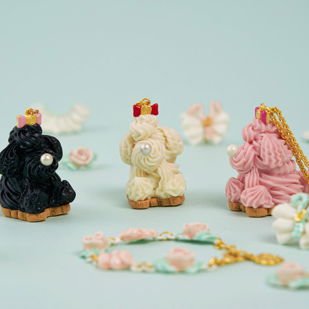 Poodle Cake Bag Charm (Sesame)【Japan Jewelry】