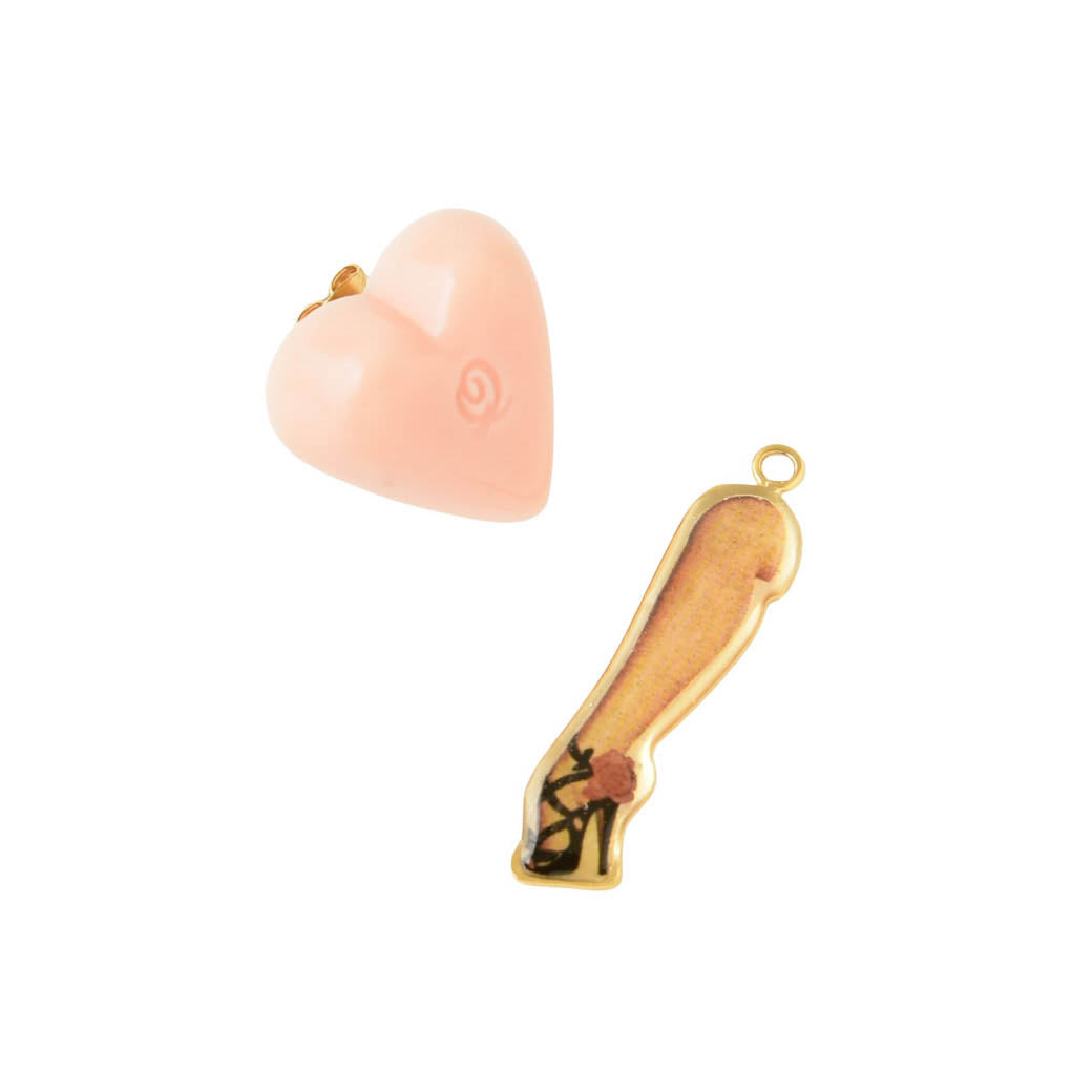 Pink Heart Chocolat Leg Pierced Earring (1 Piece)【Japan Jewelry】