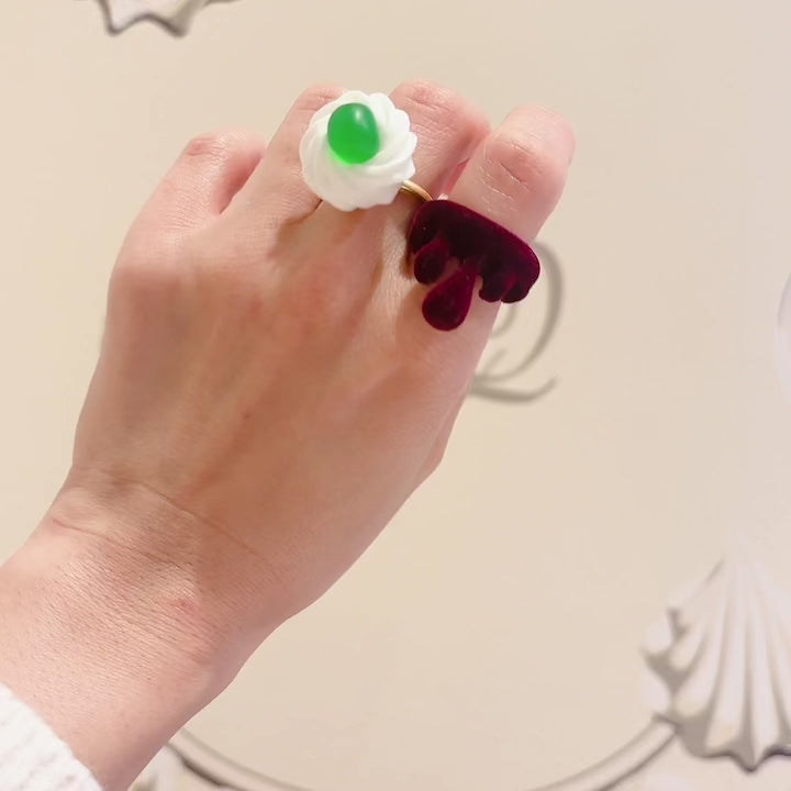 Flocky Bordeaux Melt Ring【Japan Jewelry】