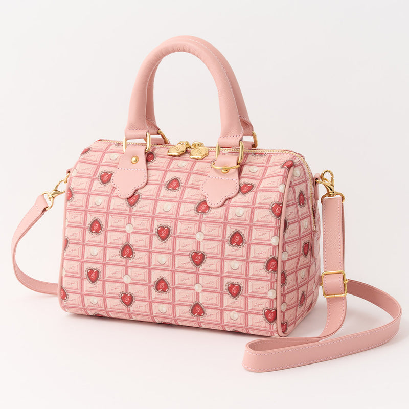 Heart Strawberry Chocolate Mini Boston Leather Bag【Japan Jewelry】