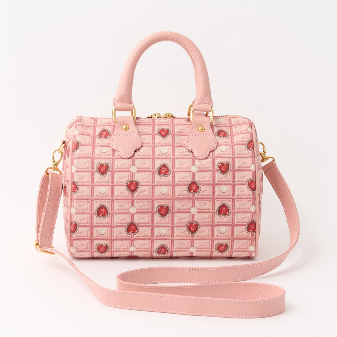 Heart Strawberry Chocolate Mini Boston Leather Bag【Japan Jewelry】