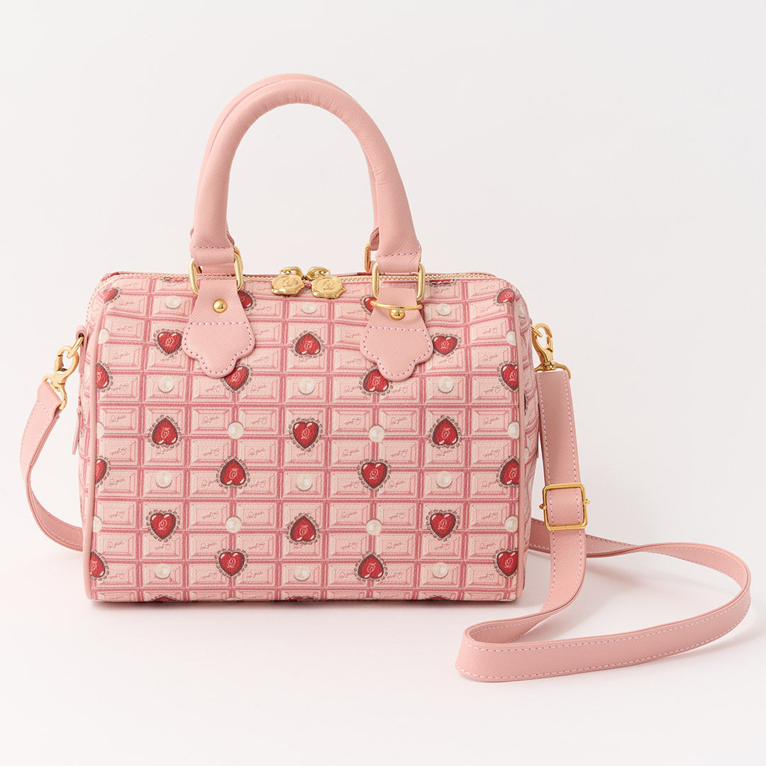 Heart Strawberry Chocolate Mini Boston Leather Bag【Japan Jewelry】