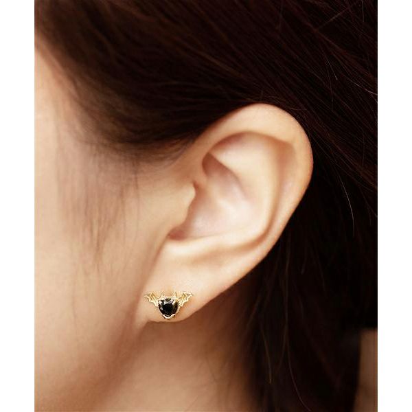 【10K Yellow Gold】Melty Devil Heart Pierced Earring (1 Piece)