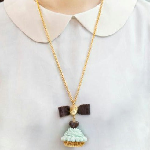 Heart Mint Chocolate Cupcake Necklace【Japan Jewelry】