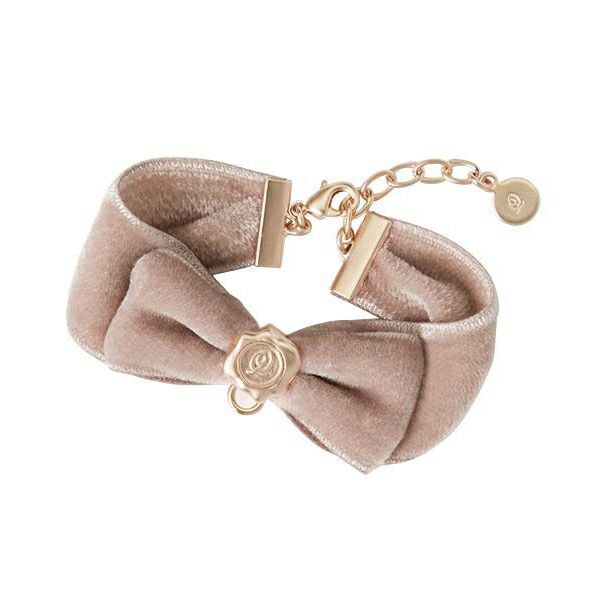 Selectable Happiness Velvet Ribbon Bracelet (Smoky Pink)【Japan Jewelry】