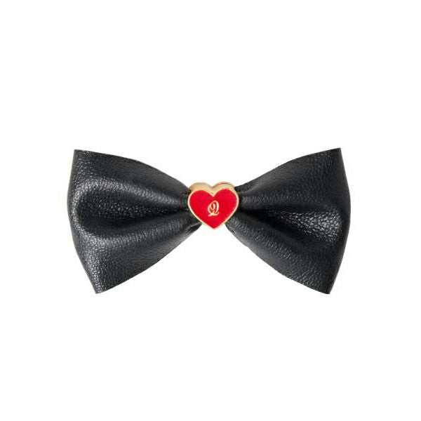 Red Heart×Black Synthetic Leather Ribbon Charm【Japan Jewelry】