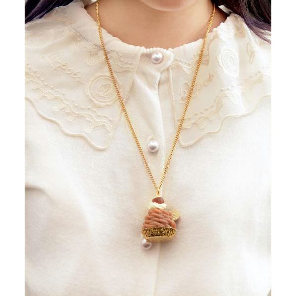 Japanese Chestnut Mont Blanc Cupcake Necklace【Japan Jewelry】