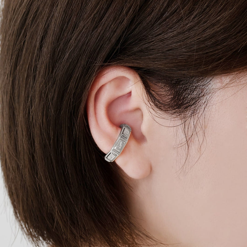 Chocolate Tablet Ear Cuff (Silver)【Japan Jewelry】