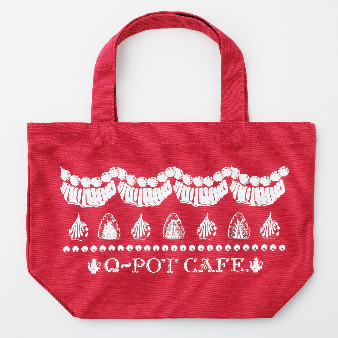 Qpot CAFE. Whipped Cream & Strawberry Room Lunch Tote Bag (Red