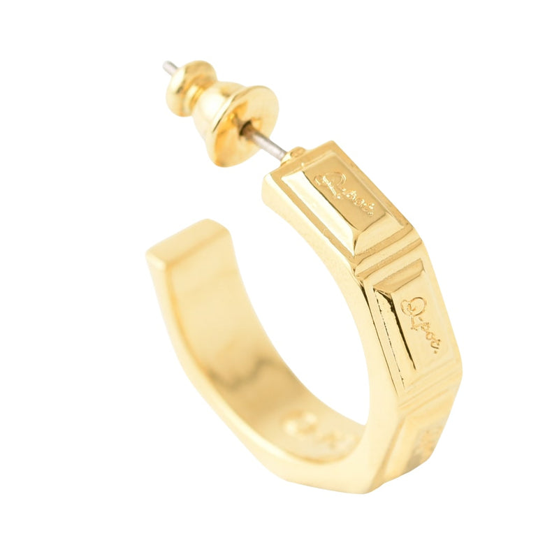 Chocolate Tablet Hoop Pierced Earring[Gold] (1 Piece)【Japan Jewelry】