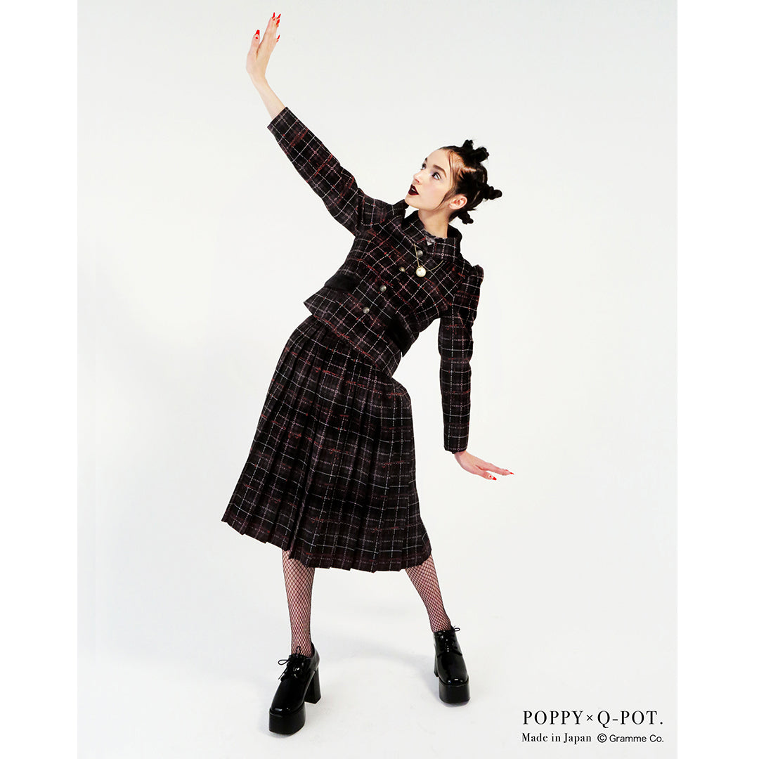 【Poppy Collaboration】High Waist Pleaded Skirt (Black)