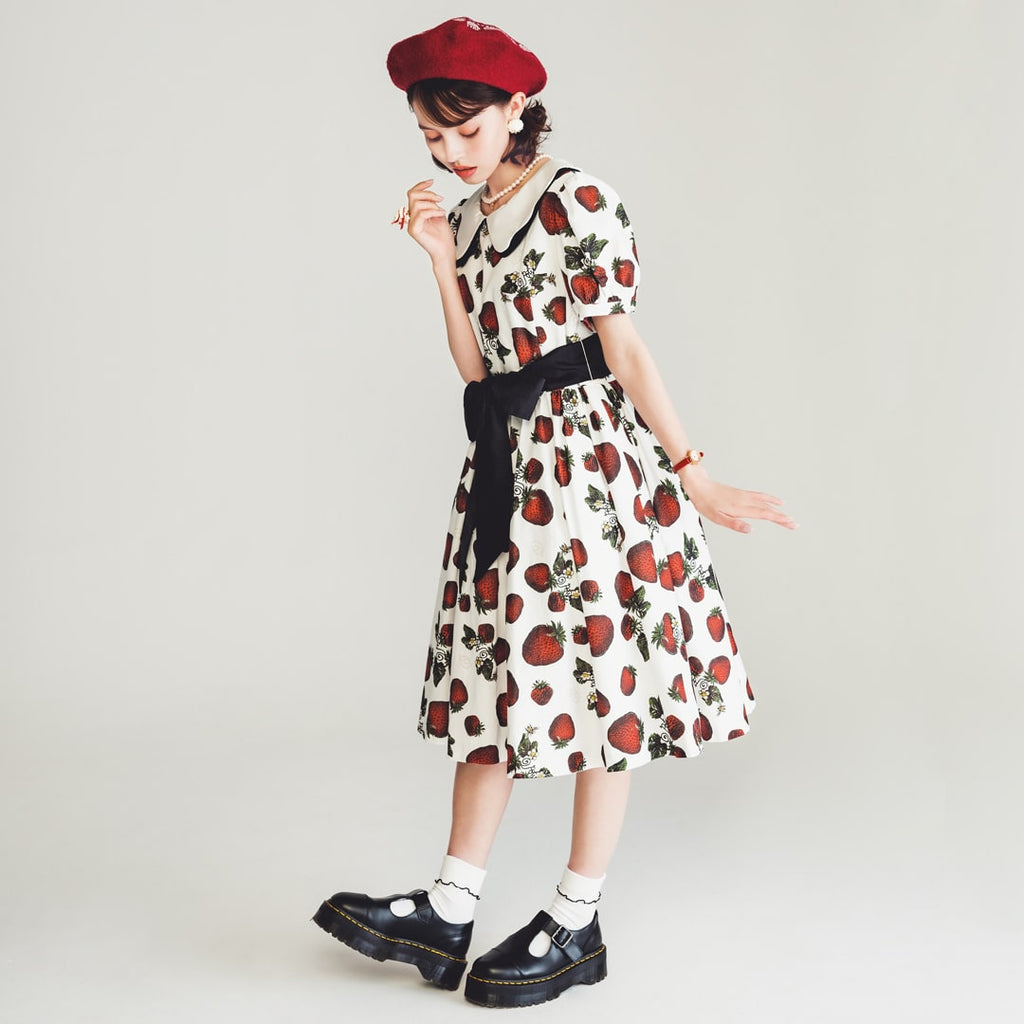 Strawberry Field Puff Sleeve Dress【Japan Jewelry】 – Japan