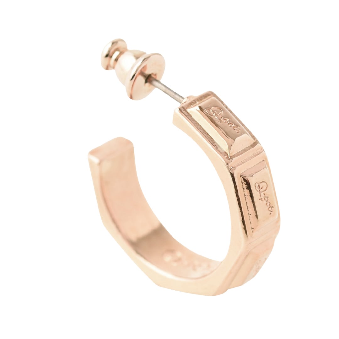 Chocolate Tablet Hoop Pierced Earring (Pink Gold / 1 Piece)【Japan Jewelry】