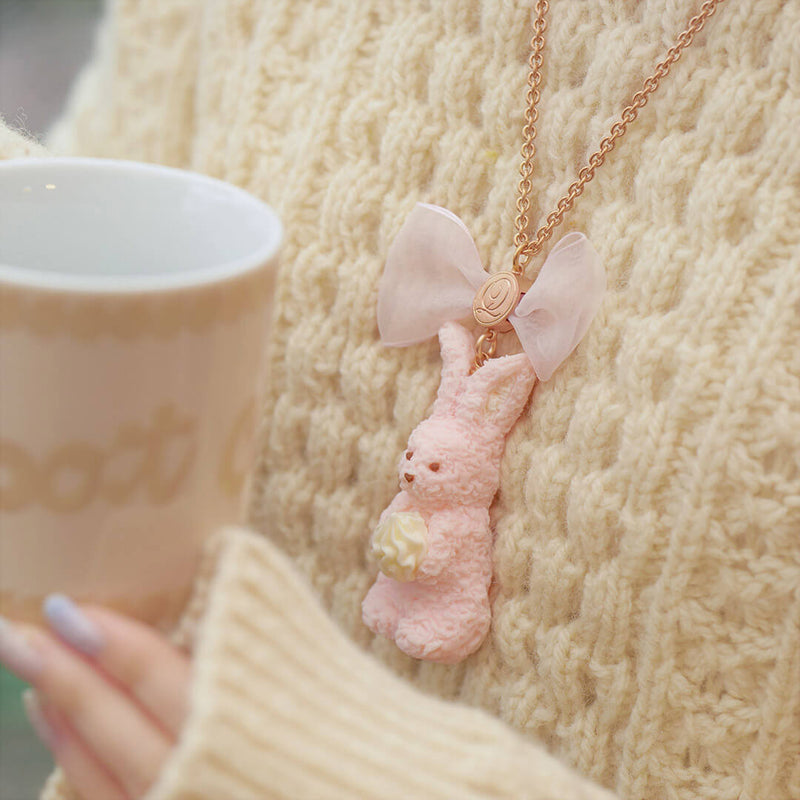 Strawberry Milk Tea Rabbit Cookie Necklace【Japan Jewelry】