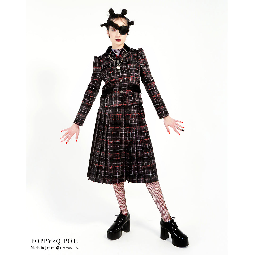 【Poppy Collaboration】High Waist Pleaded Skirt (Black)