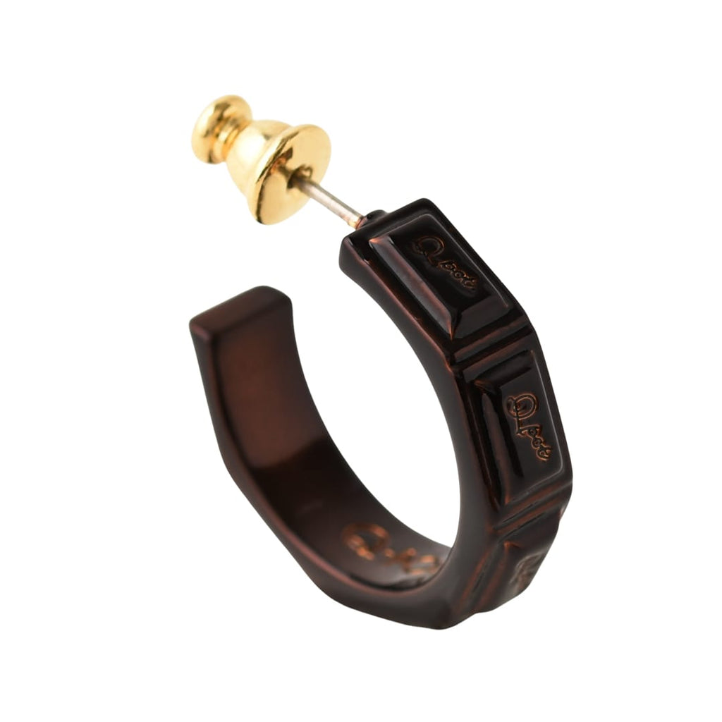 Chocolate Tablet Hoop Pierced Earring (Brown / 1 Piece)【Japan Jewelry】