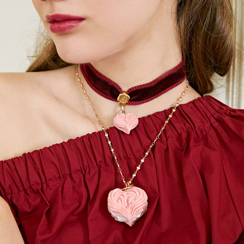Selectable Happiness Velvet Ribbon Choker (Red)【Japan Jewelry】