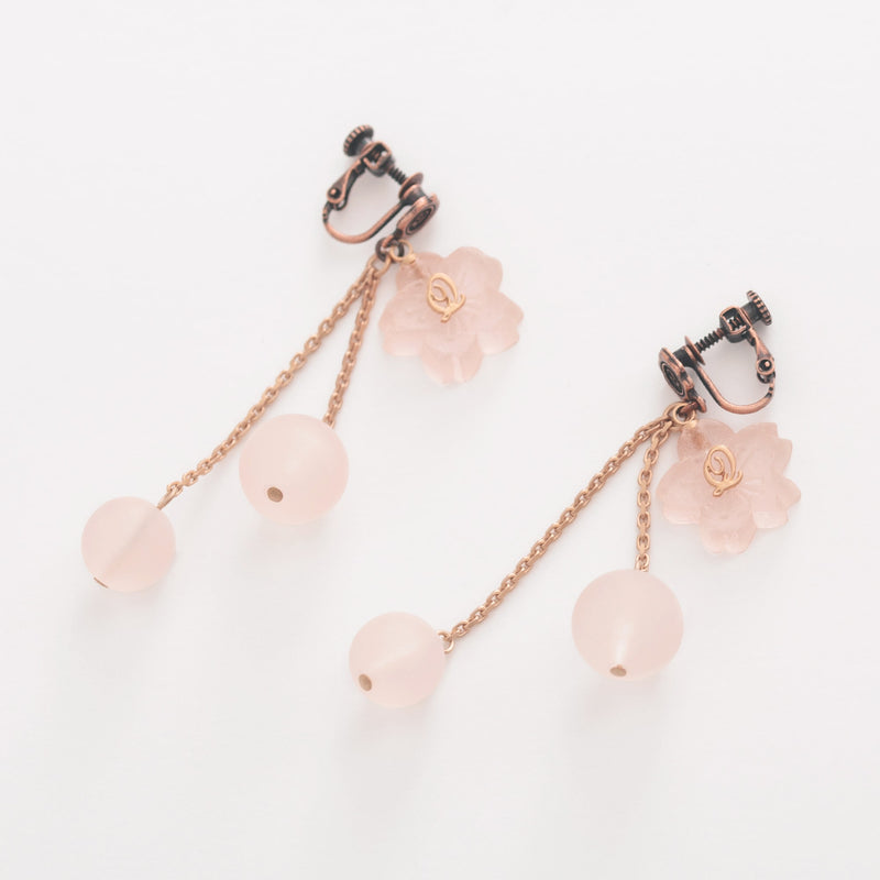 SAKURA Blooming Wasanbon Clip-On Earrings (Pair)【Japan Jewelry】