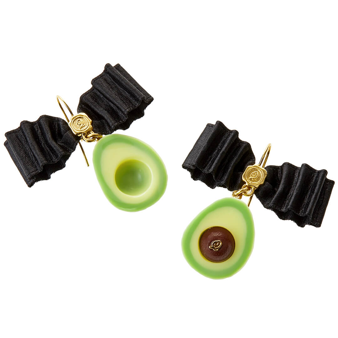 Avocado Ribbon Pierced Earrings (Pair)【Japan Jewelry】