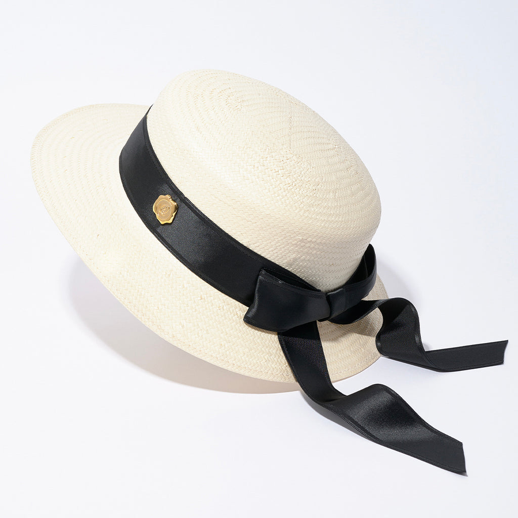 Classic Ribbon Boater Hat (Ivory)【Japan Jewelry】