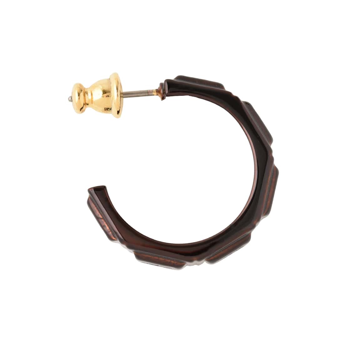 Chocolate Tablet Hoop Pierced Earring (Brown / 1 Piece)【Japan Jewelry】