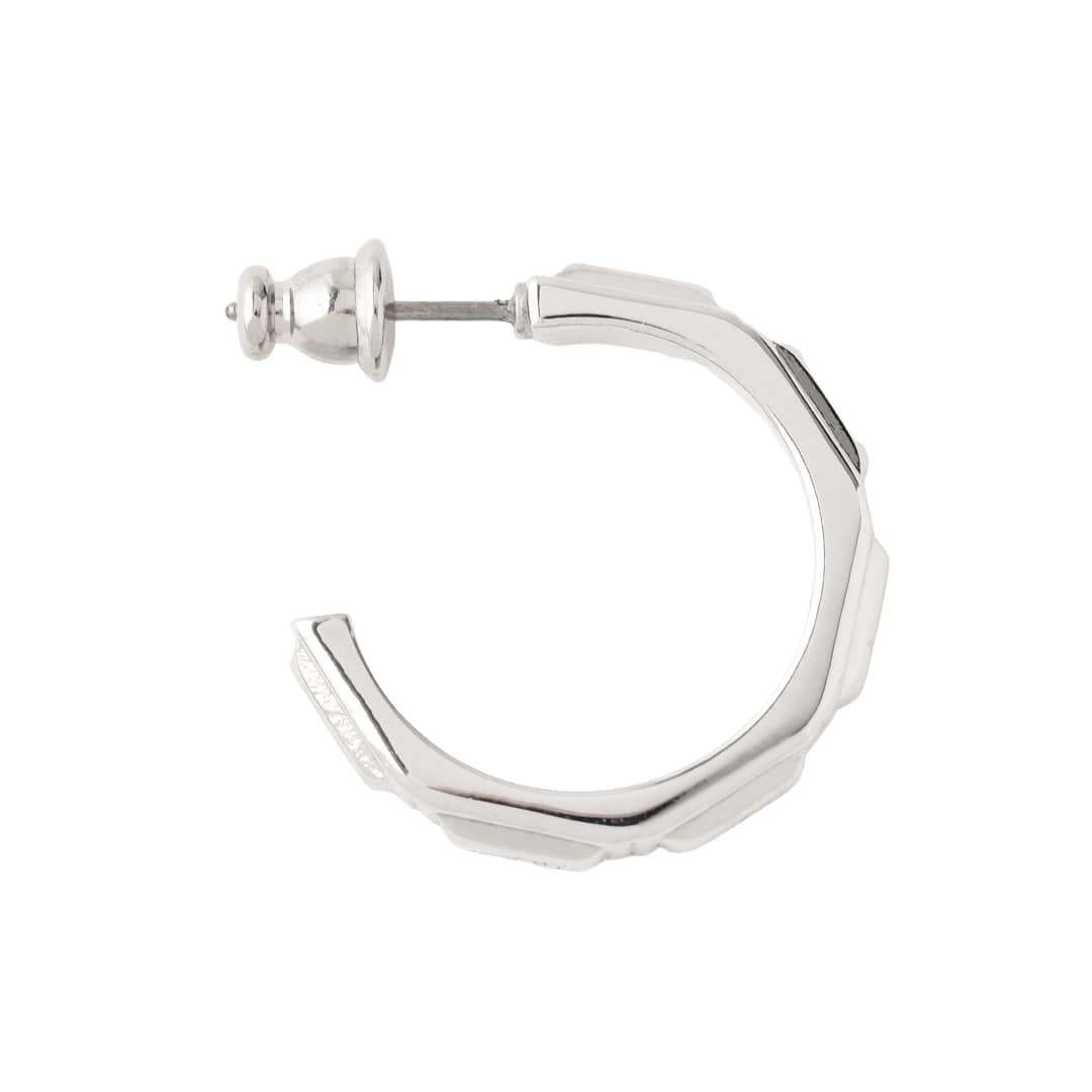 Chocolate Tablet Hoop Pierced Earring (Silver / 1 Piece)【Japan Jewelry】