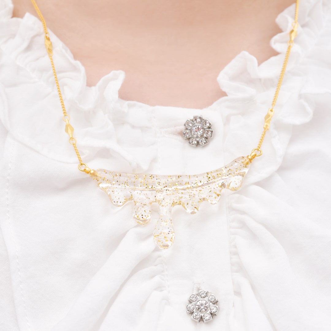 Gold Glitter Melt Necklace【Japan Jewelry】