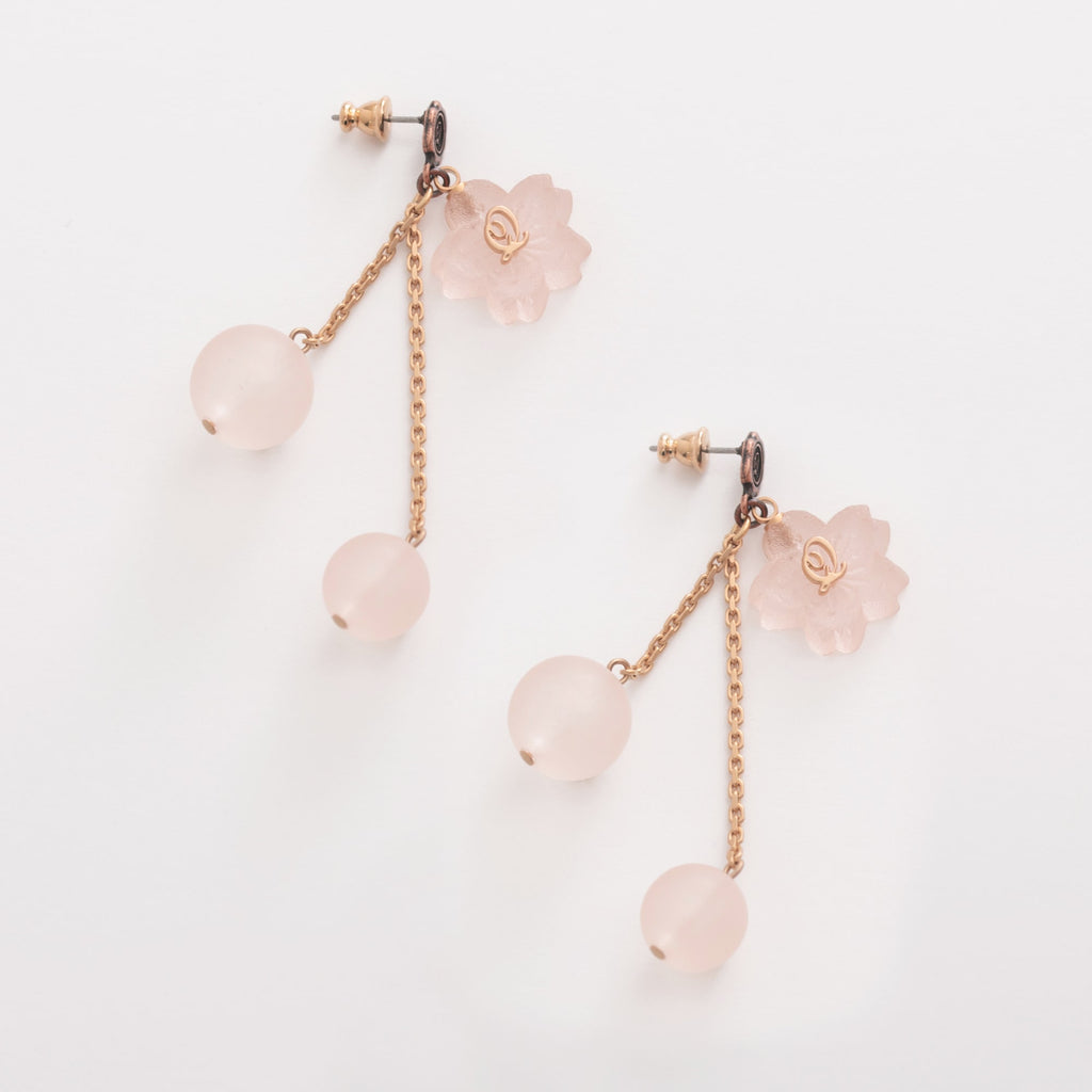 SAKURA Blooming Wasanbon Pierced Earrings (Pair)【Japan Jewelry】