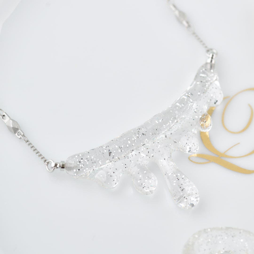 Silver Glitter Melt Necklace【Japan Jewelry】