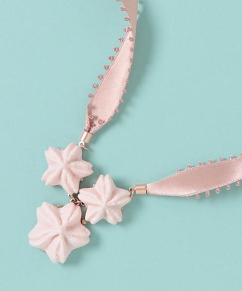 SAKUSAKU SAKURA Meringue Ribbon Necklace【Japan Jewelry】