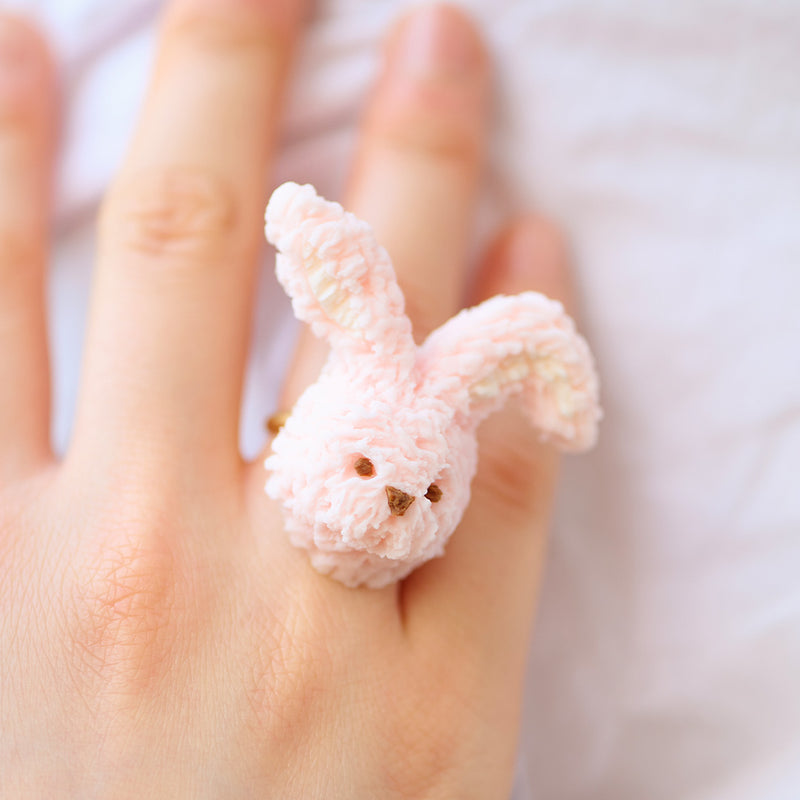 Strawberry Milk Tea Rabbit Cookie's Face Ring【Japan Jewelry】