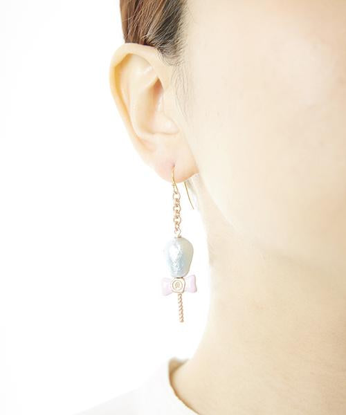 Petit Cotton Candy Pierced Earring [Light Blue] (1 piece)【Japan Jewelry】