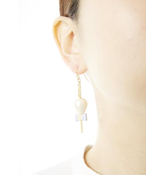 Petit Cotton Candy Pierced Earring (White /1 Piece)【Japan Jewelry】